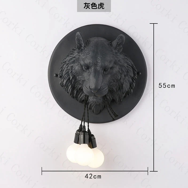 Nordic wall sconce resin tiger pattern Italian design bright - Black