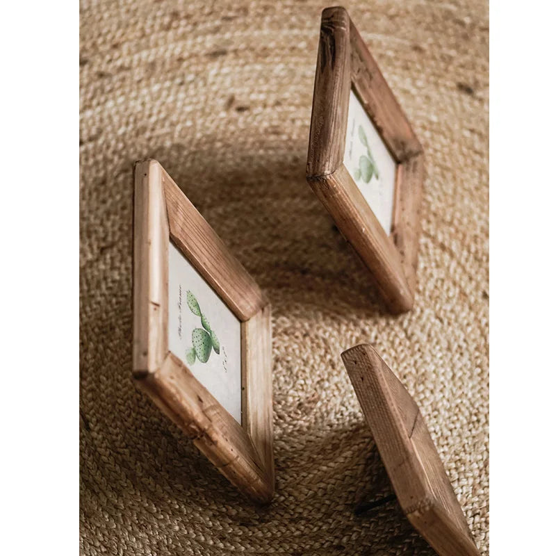 Rustic Retro Style Photo Frame For Tabletop Home Decoration, Handmade with Natural Brown Pine Wooden Picture Frame - view 4