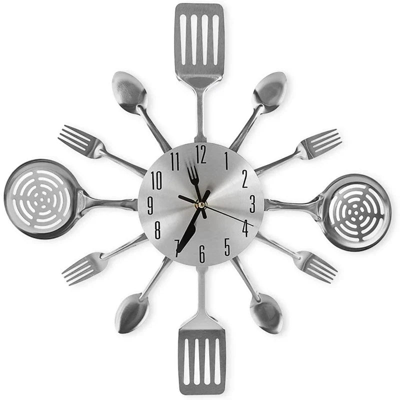 Large Kitchen Wall Clocks with Spoons and Forks,Great Home decor and Nice Gifts,Wall Clock Creativ Tableware Wall Clock
