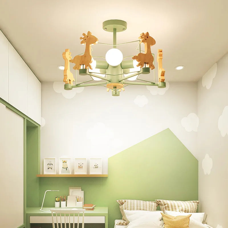 Giraffe hanging wooden led for children - view 2