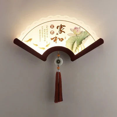 Japanese retro style wooden wall sconce fan LED - Trichromatic Light / 5