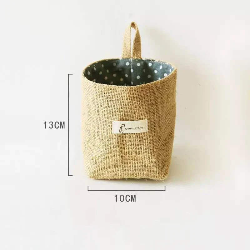 Storage basket in jute cotton and linen with handle - view 9