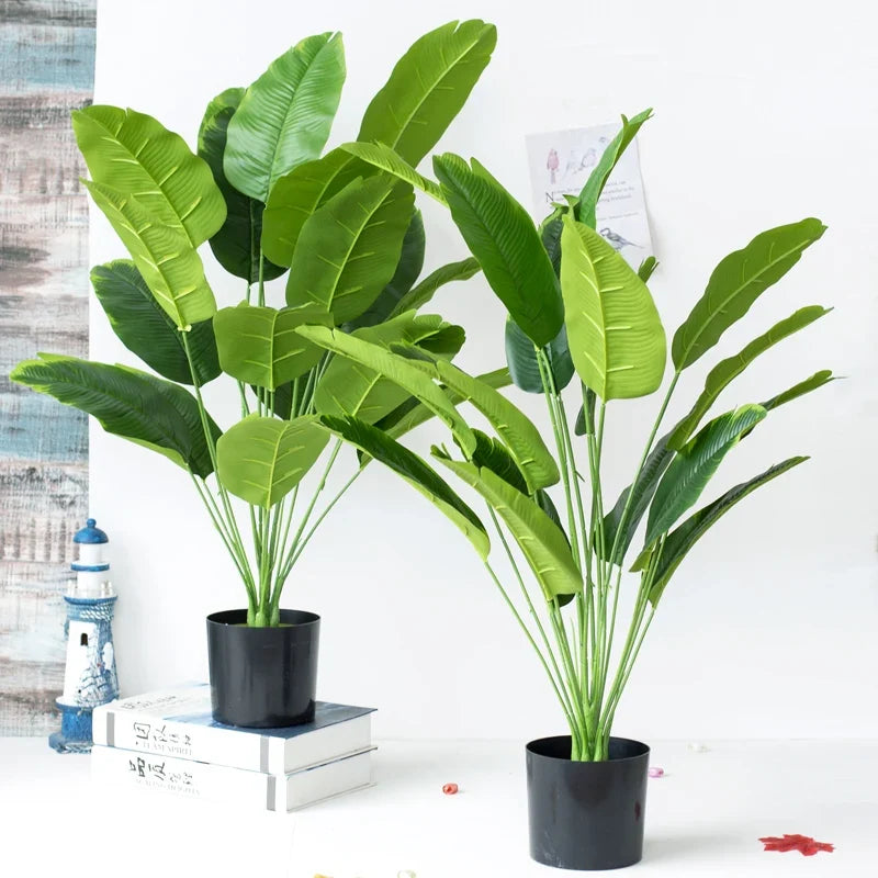Artificial banana tropical plants with decorative palm leaves - view 2