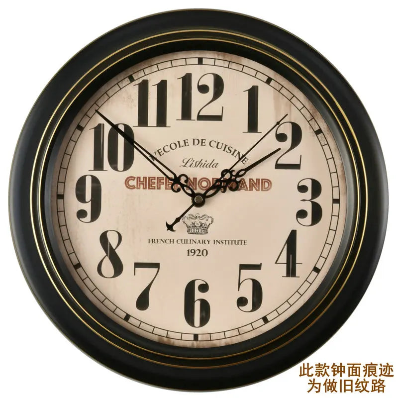 Silent retro style shabbaby wall clock chic interior decoration - Style 6 / 14 pouces
