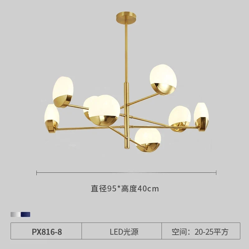 Modern LED glass chandelier creative design for elegant interior - 8 Heads