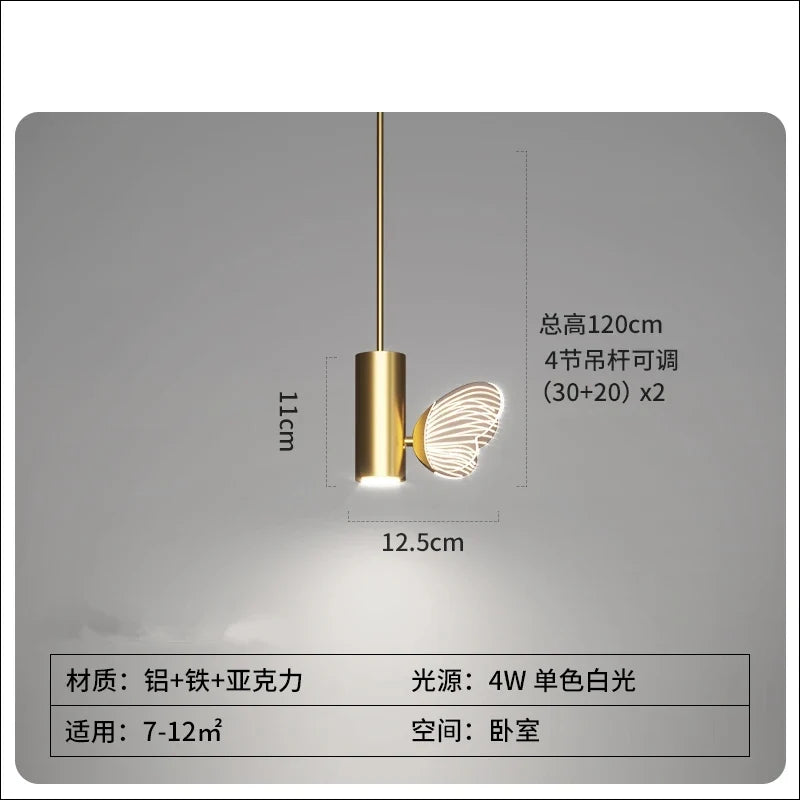 Crystal butterfly pendant light for elegant decoration - One / Warm White