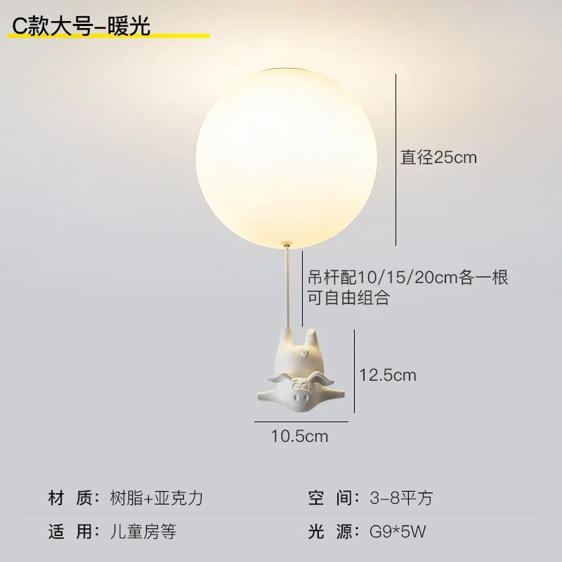 Led ceiling lamp flying pig for decoration children - Large Model C
