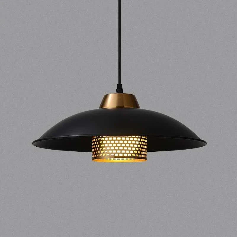 Metal pendant light for modern and elegant interior - Black / Diameter 38 x H 15cm / E27 Socket Without Bulb | No Light Source