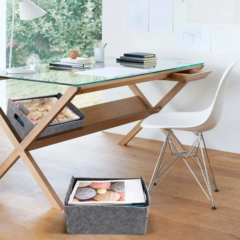 HOT-2Pcs Felt Storage Basket/Bin with Handles, Collapsible & Convenient Storage Solution - view 2