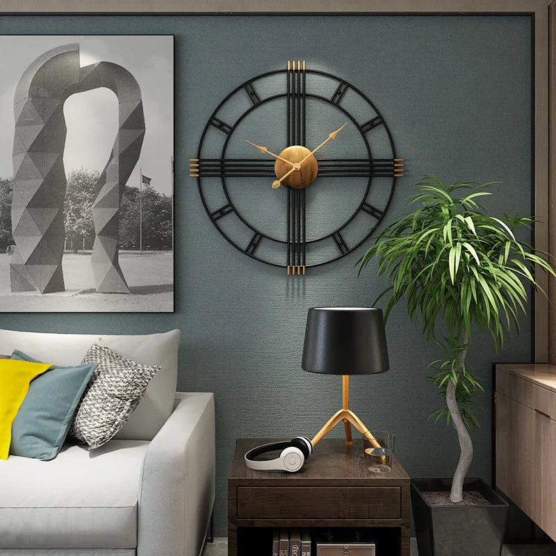 Modern Minimalist Iron Wall Clock, Nordic Style, Mute Clock, Living Room, 50cm - view 3