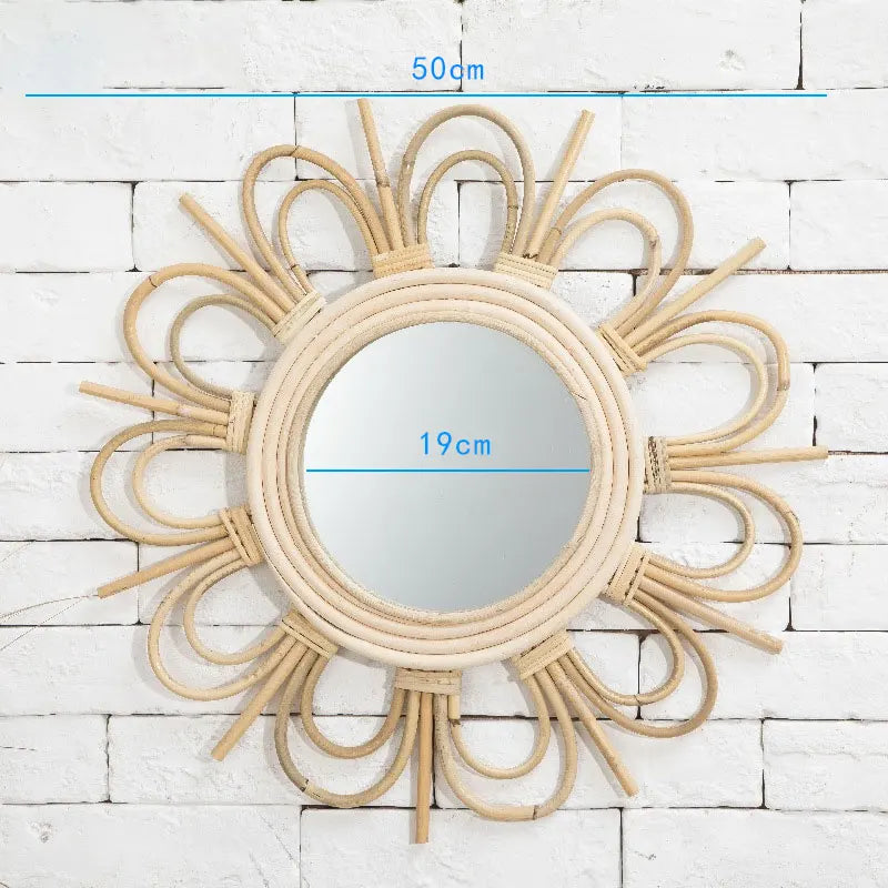 Sophisticated Japanese Hand-Woven Rattan Mirror - E