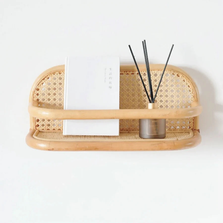 Woven rattan wall hooks for children's clothing and hats