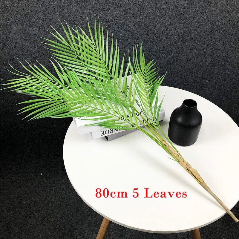 Tropical plants artificial palm realistic plastic branches - 80cm 5 Leaves