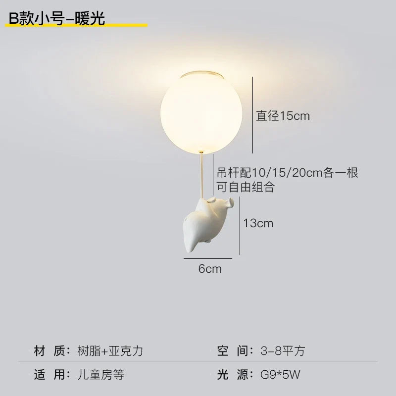 Led ceiling lamp flying pig for decoration children - Small Model B