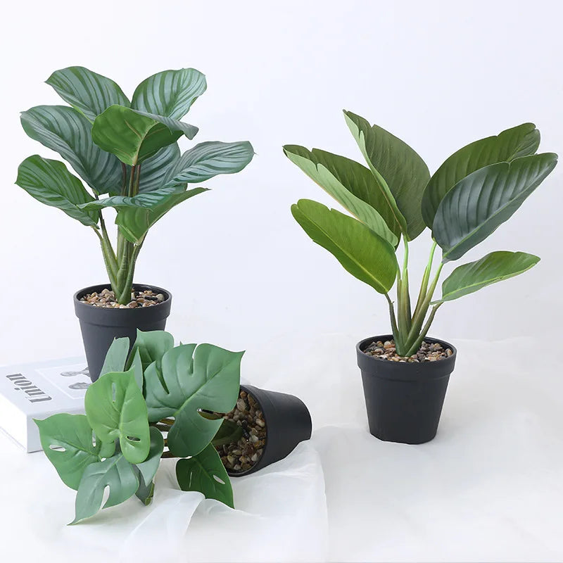 Tropical artificial banana pot plants decorations jungle realistic - view 3