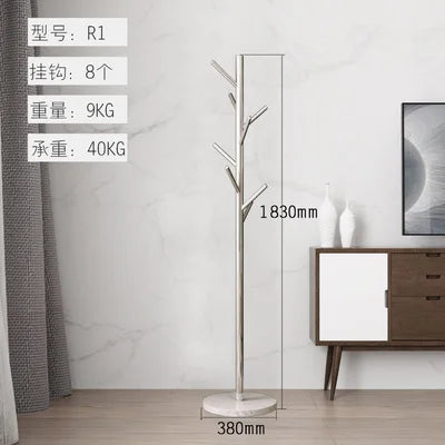 Stainless Steel Simple Modern Coat Rack, Nordic Light Luxury Hanger, Floor-Standing Bedroom Marble Hanger - R1 Nature