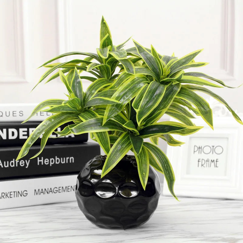 Artificial tropical plant with three heads in decorative pot - view 3
