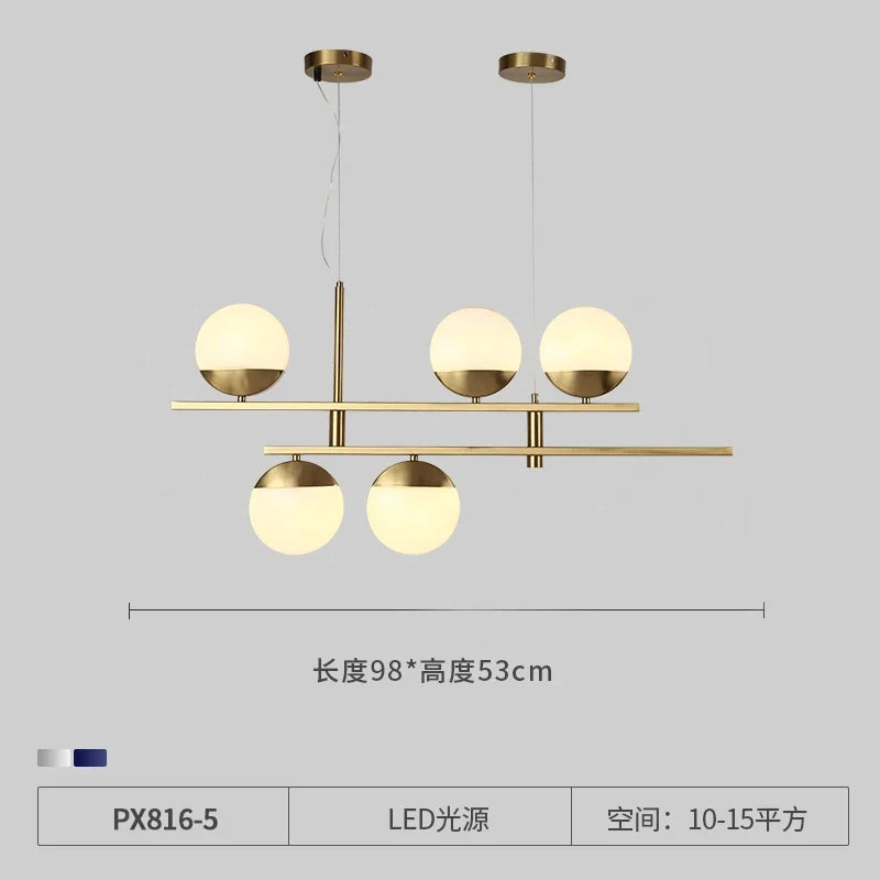 Modern LED glass chandelier creative design for elegant interior - 5 Heads