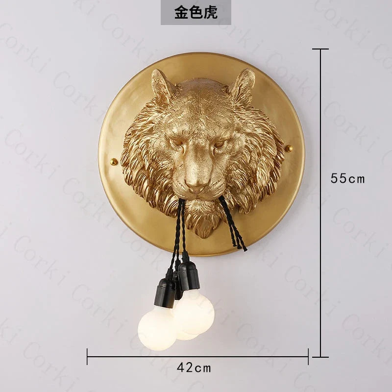 Nordic wall sconce resin tiger pattern Italian design bright - Gold