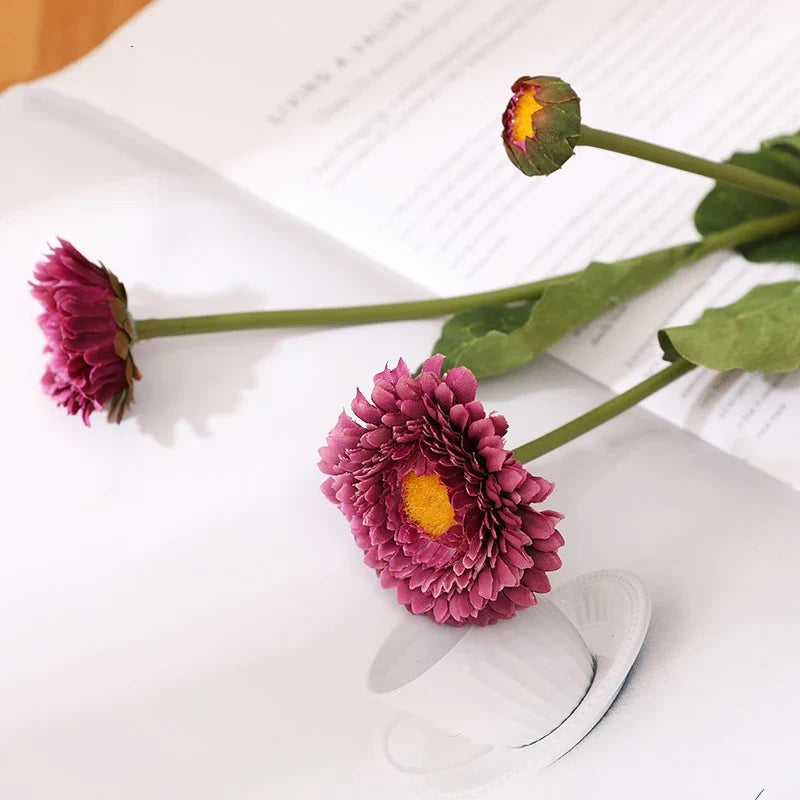 Artificial calendula flowers for wedding decoration and party - Crimson Red