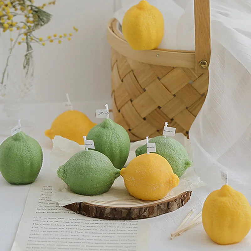 Candle fragrant lemon artisan for photo decoration and parties - view 2