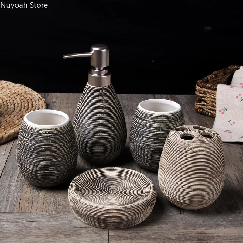 Decorative ceramic bottle for bathroom five pieces - view 4