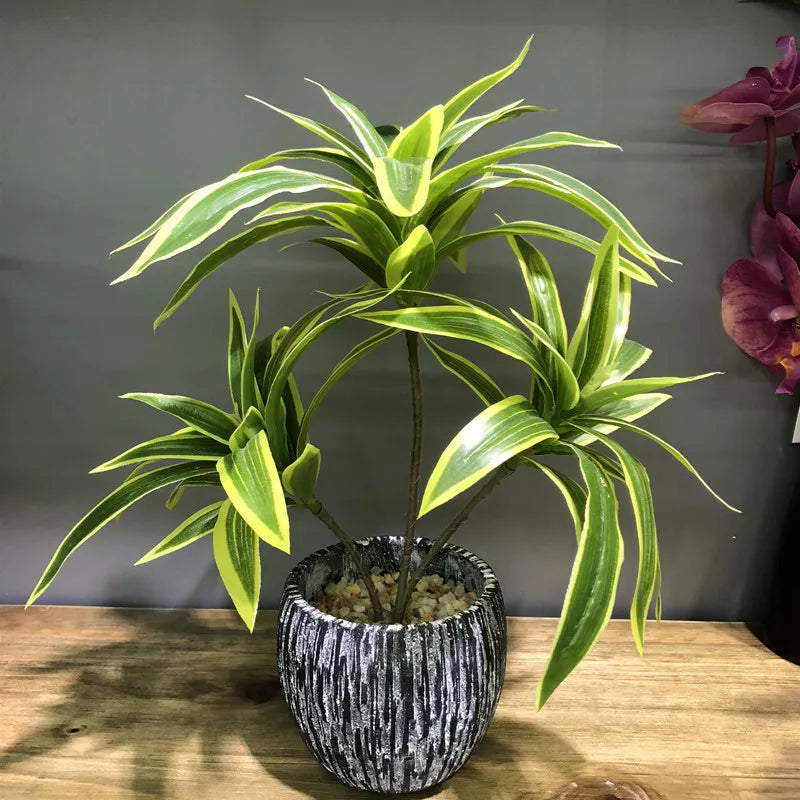 Artificial tropical plant with three heads in decorative pot - view 2