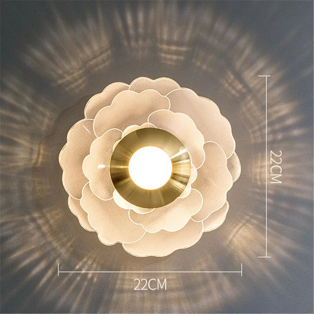 Modern led wall sconce with interchangeable flowers for interior decoration - B