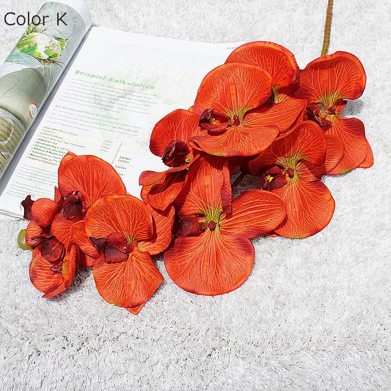 10 retro artificial orchid heads for elegant decorations - K
