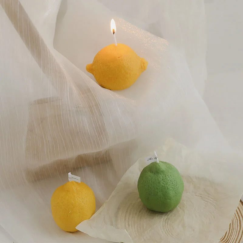 Candle fragrant lemon artisan for photo decoration and parties - view 3
