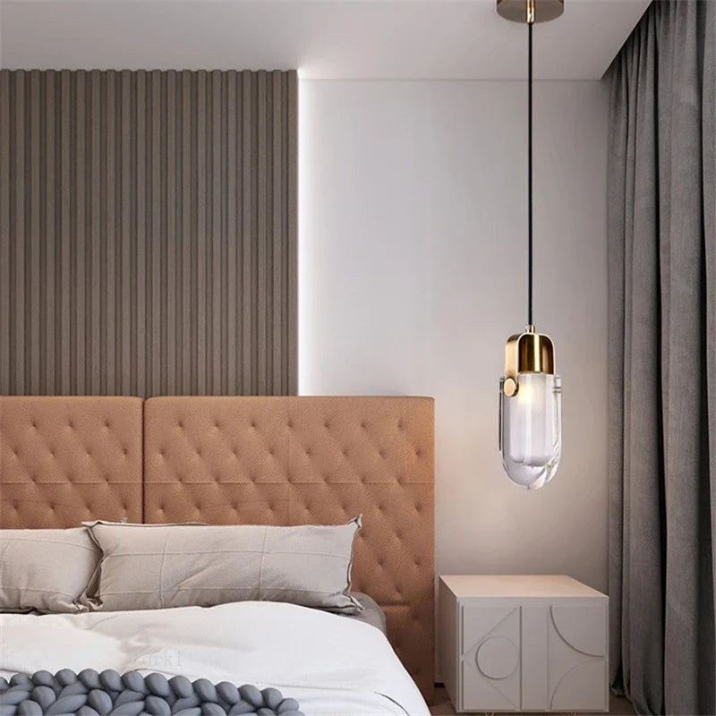 Modern crystal pendant light with decorative led lighting - view 4