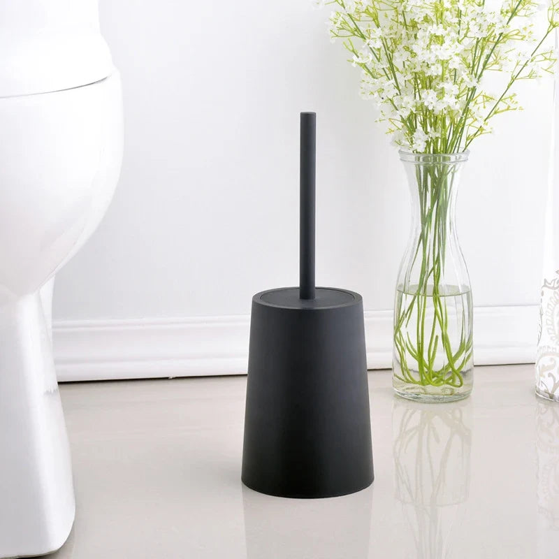 Modern toilet brush with lid and elegant design - Black