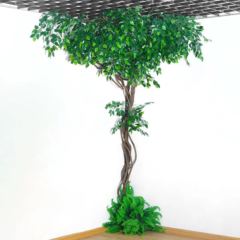 Artificial green plants winning wines, simulated banyan branches, everlasting banyan tree interior decoration, living room, home - view 2