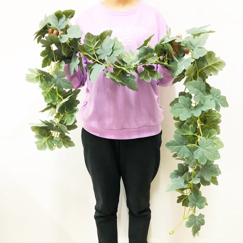 Artificial plants suspended in rattan for interior and exterior decoration