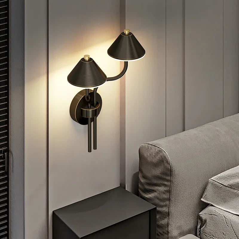 Wall-to-LED wall-mounted mushroom-shaped modern copper - view 4