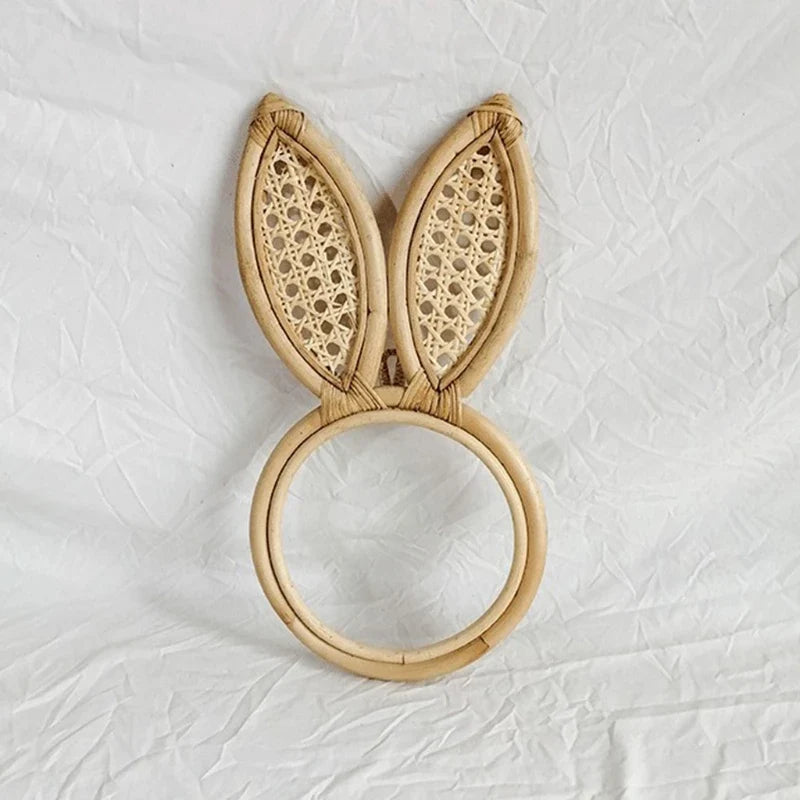 Decoration in rattan artistic mirror rabbit and monkey ears - view 3