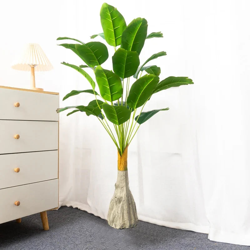 Artificial banana large tropical plants autumn decorations - 90cm 18 Feuilles Vertes
