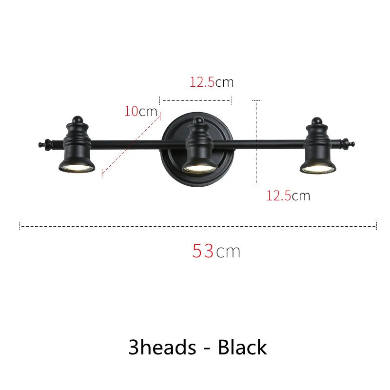 American Bronze Mirror Front Light , Bathroom Wall Lamps Mirror Light ,Powder Room Mirror Wall Lights Lighting LED Makeup Mirror - 3 Heads Black  B / Light Warm