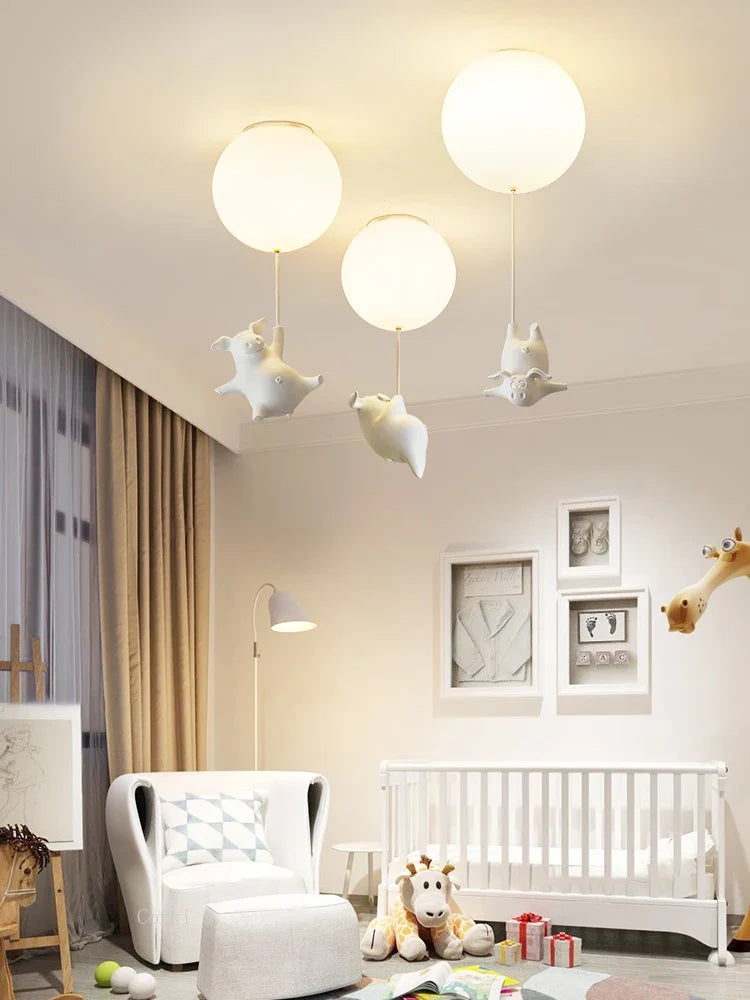 Led ceiling lamp flying pig for decoration children - view 4