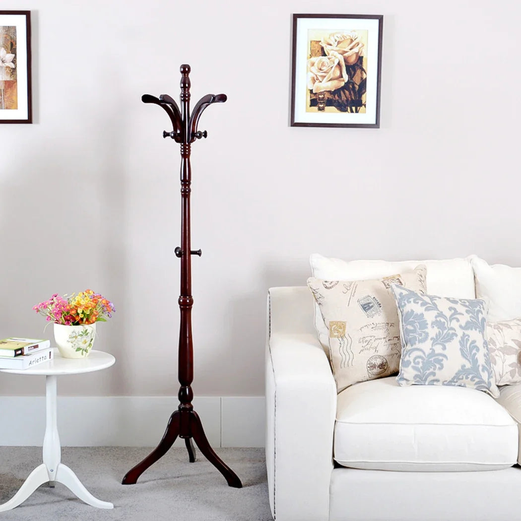 Solid wooden tripod coat holder for bag clothes and accessories - view 3