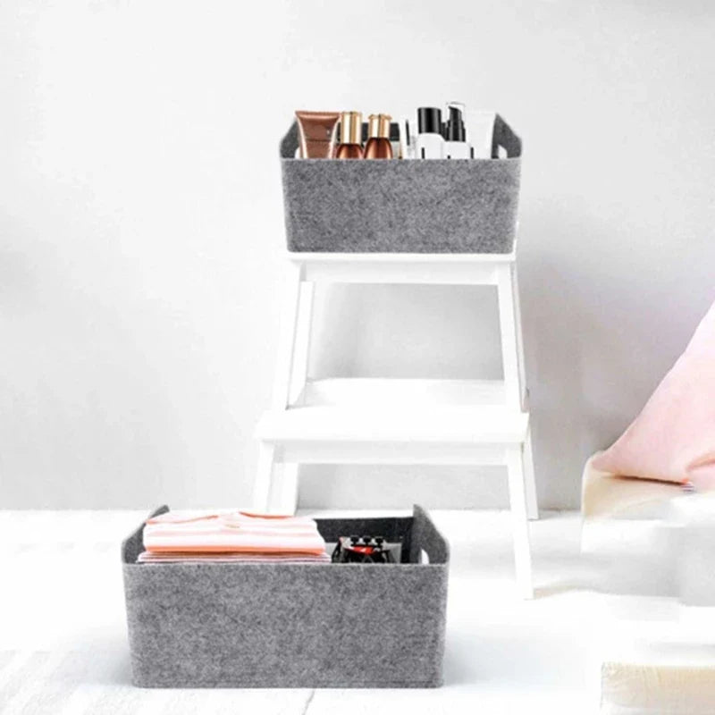 HOT-2Pcs Felt Storage Basket/Bin with Handles, Collapsible & Convenient Storage Solution - view 6