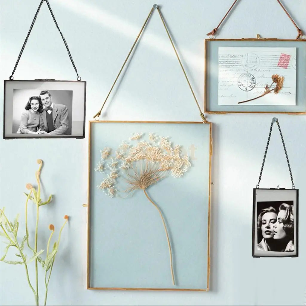 Double-sided photo frame industrial style for plants and portraits