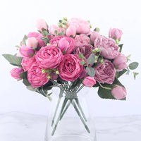 Bouquet of artificial flowers of silk peonies for interior decoration