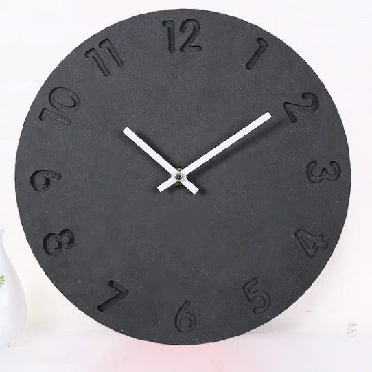 Wall clock digital wooden design modern interior decoration silent - Black