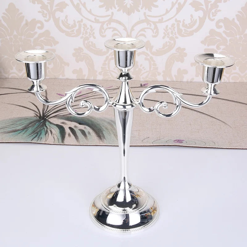 Retro three-arm metal candle holder for elegant decoration - view 4