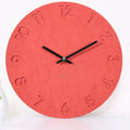 Wall clock digital wooden design modern interior decoration silent - Red