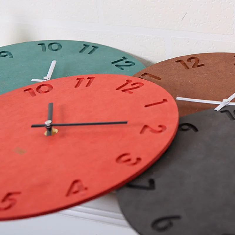 Wall clock digital wooden design modern interior decoration silent - view 4