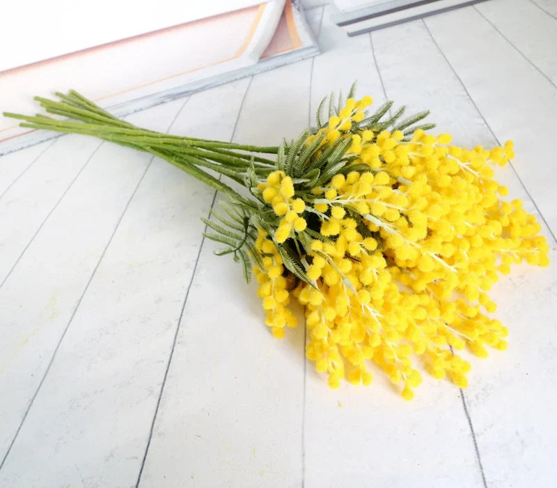 Branch of acacia artificial flowers for interior decoration wedding - view 5