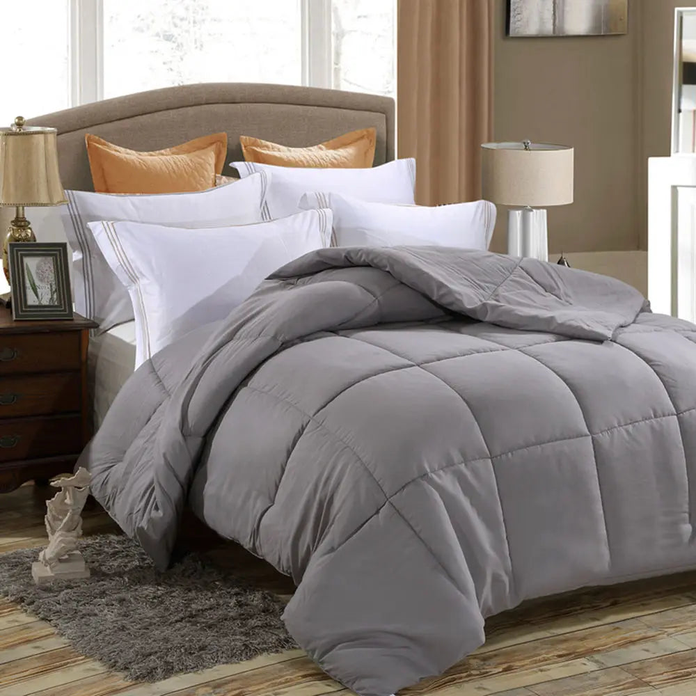 Down Alternative Comforter, Duvet Insert, Medium Weight for All Season, Fluffy, Warm, Soft & Hypoallergenic - Light Grey / 165X224CM