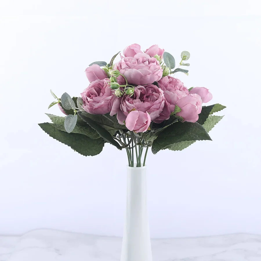 Bouquet of artificial flowers of silk peonies for interior decoration - view 3